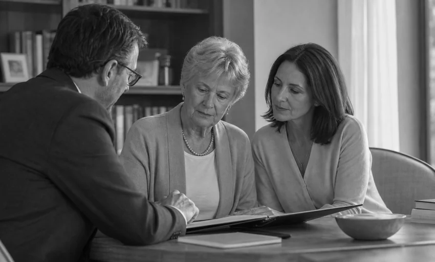 Family meeting with an advisor about estate and trust tax documents