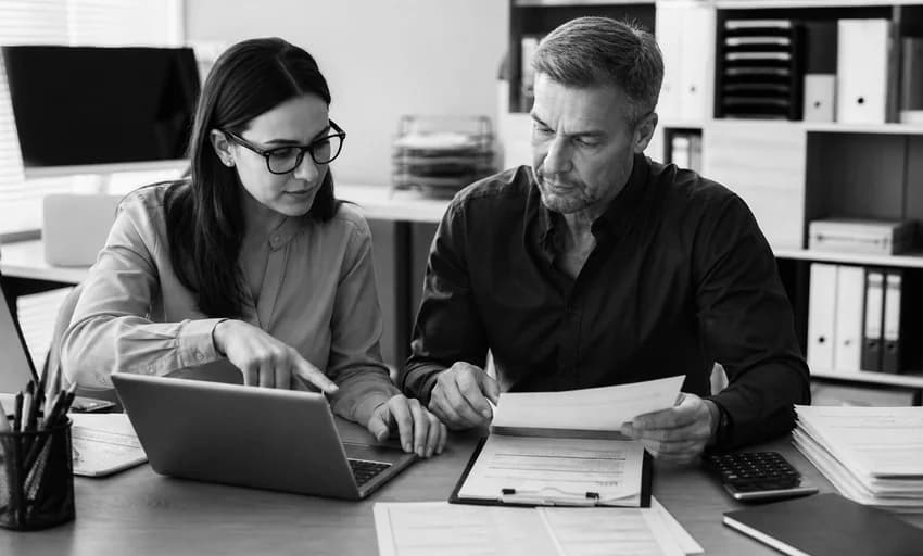 Bookkeeping professionals reviewing monthly records together