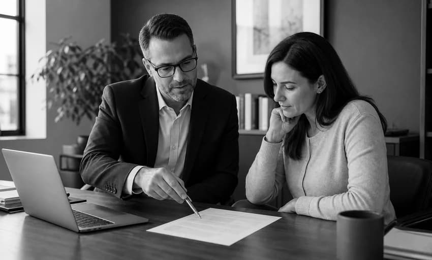 Tax advisor explaining an official notice and response plan to a client